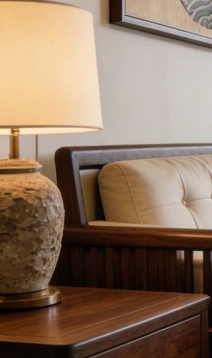 Kệ trà góc dáng thanh tab đầu sofa